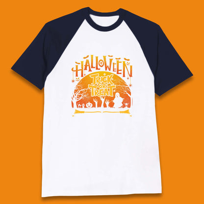 Halloween Trick Or Treat Horror Boo Ghost Creepy Zombie Hands Out Of Graveyard Baseball T Shirt