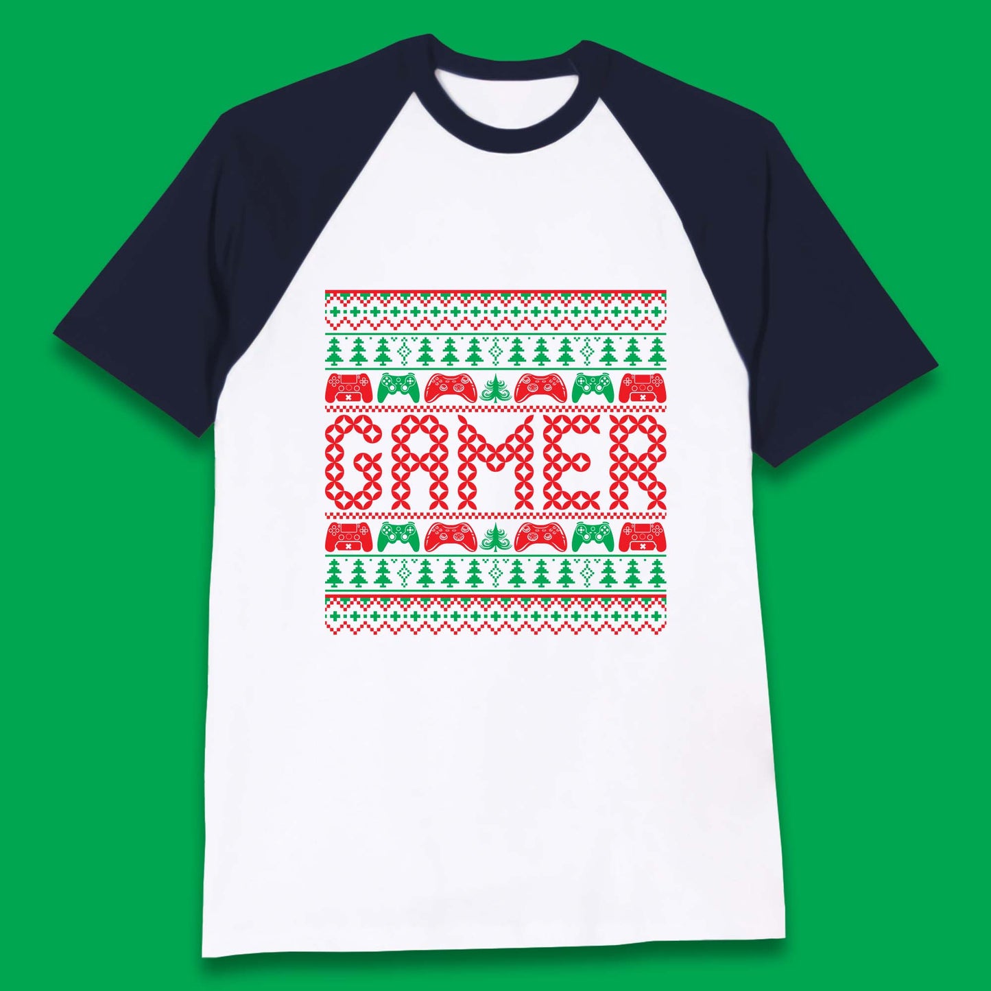 gamer controller christmas baseball t shirt