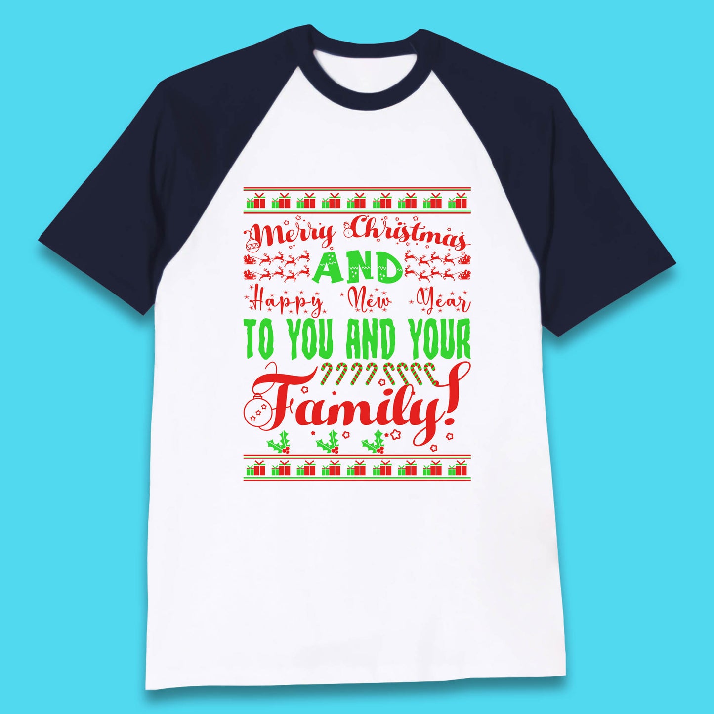 merry christmas family baseball t shirt