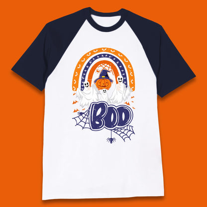 Halloween Boo Ghosts With Witch Pumpkin Scary Spooky Season Baseball T Shirt