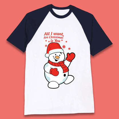 Snowman Christmas Baseball T-Shirt