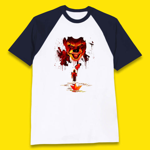 IT Clown Pennywise Halloween Horror Movie Character Serial Killer Clown Costume Baseball T Shirt