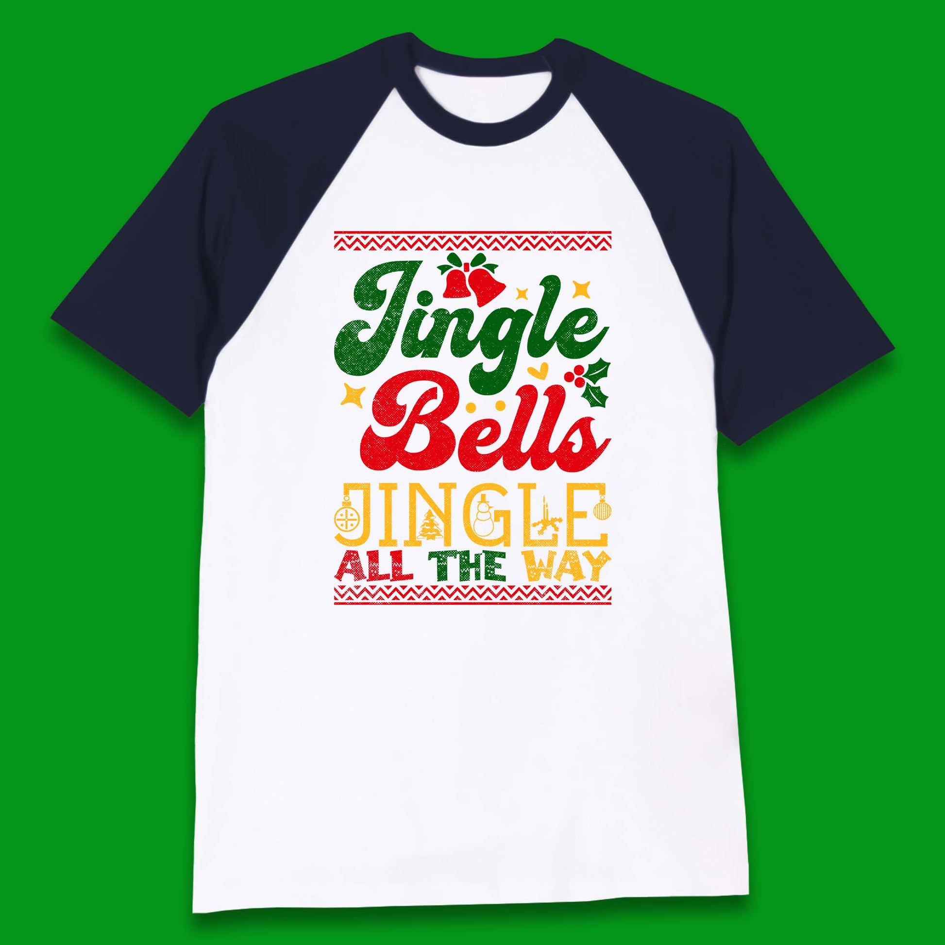 jingle bell christmas baseball t shirt