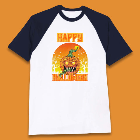 Happy Halloween Zombie Monster Pumpkin Jack-o-lantern Spooky Season Baseball T Shirt