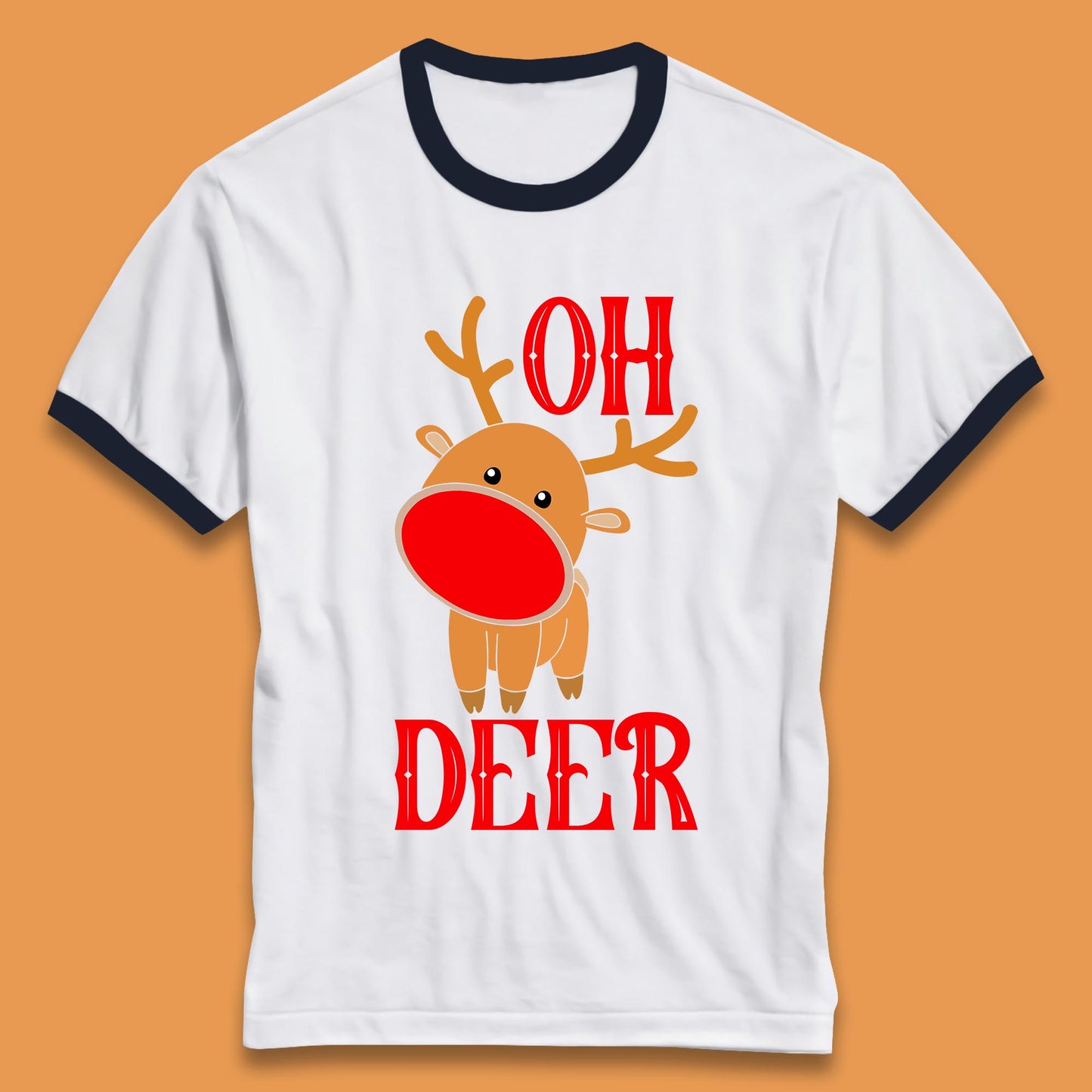 reindeer oh deer christmas rudolph ringer t shirt