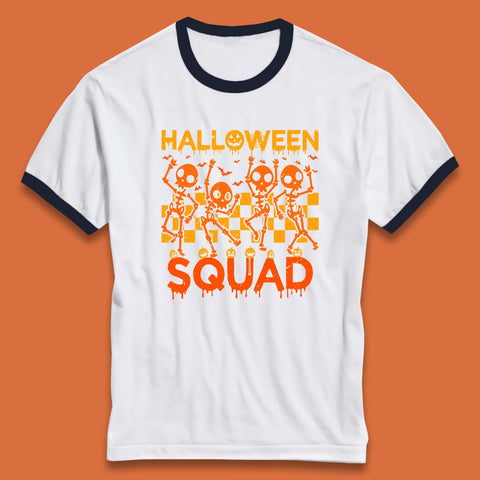 Halloween Squad Dancing Skeletons Squad Goals Dancing Halloween Skull Ringer T Shirt
