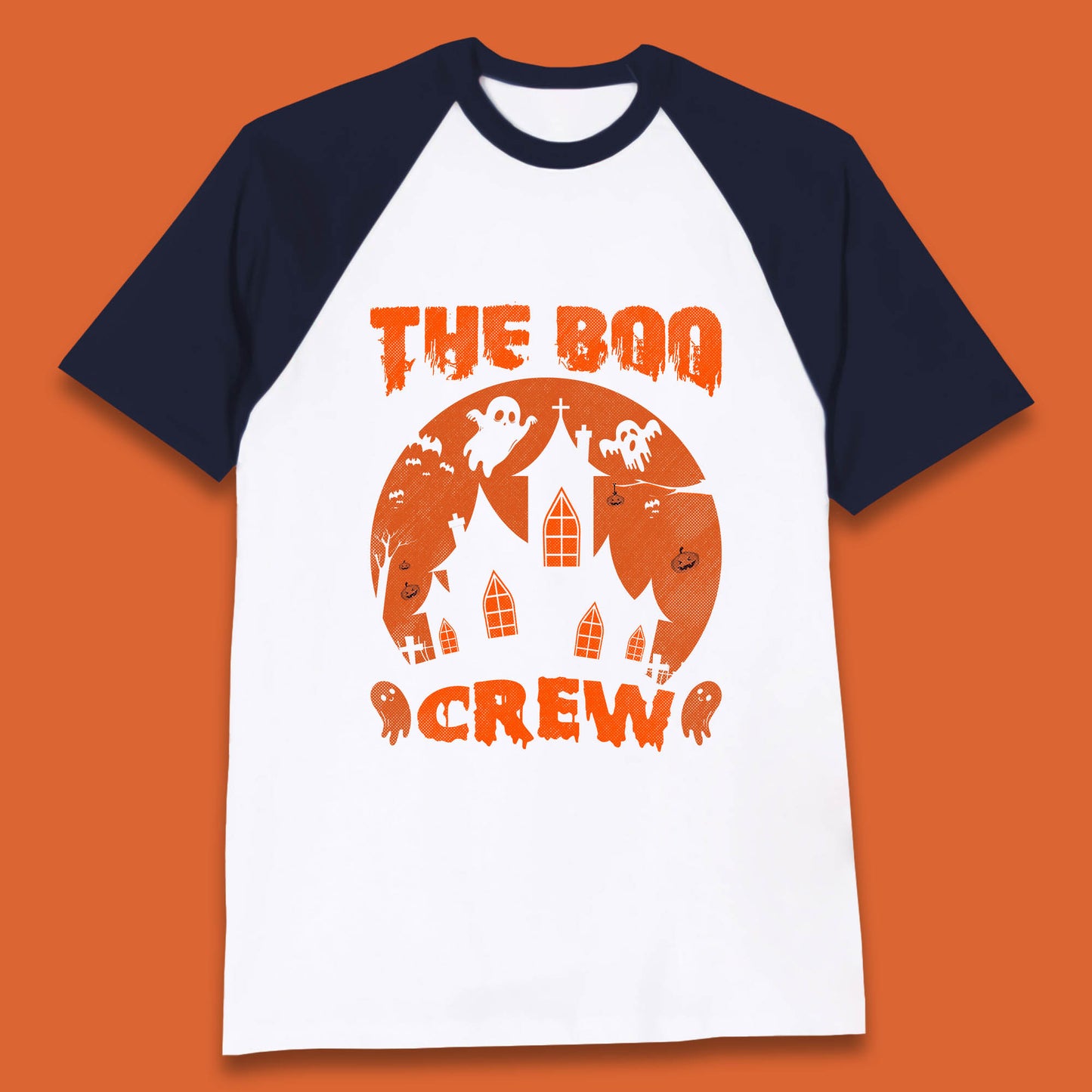 The Boo Crew Halloween Boo Squad Matching Costume Haunted House Horror Boo Ghost Baseball T Shirt