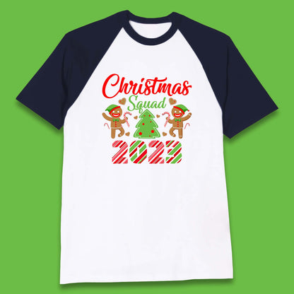 Christmas Squad 2023 Christmas Tree Xmas Gingerbread Man with Candy Cane Baseball T Shirt