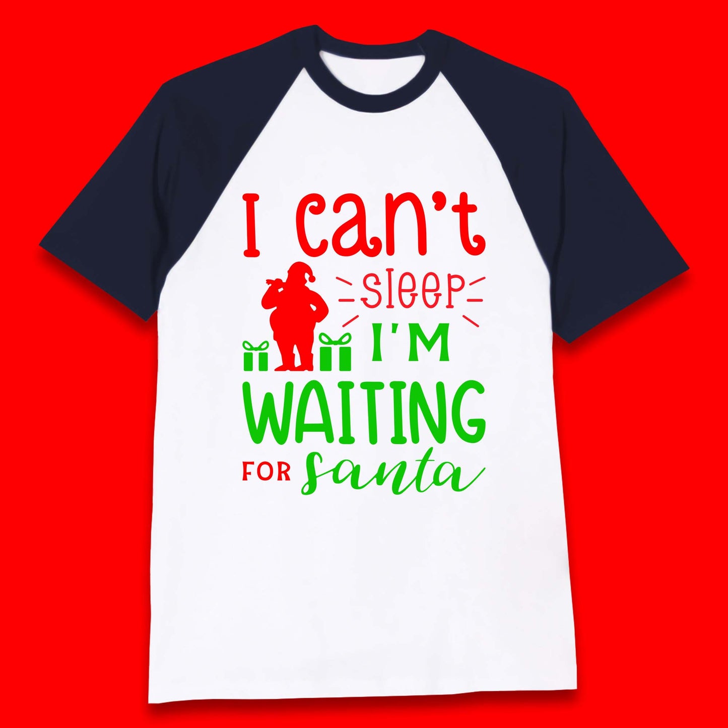 Christmas Waiting For Santa Baseball T-Shirt