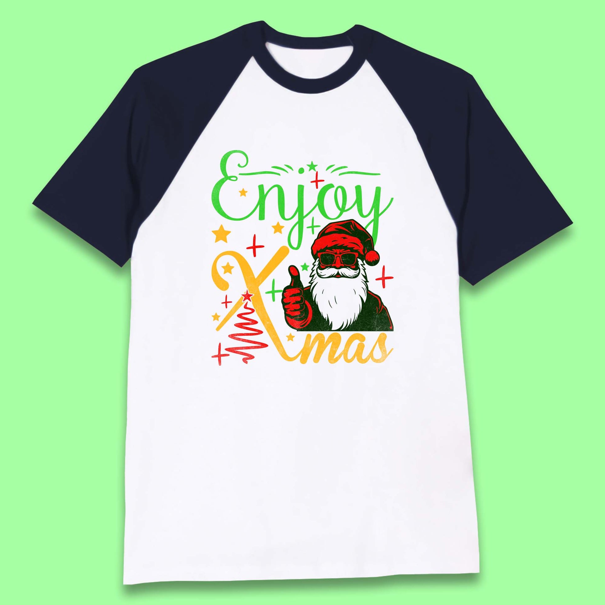 santa claus thumbs up christmas baseball t shirt