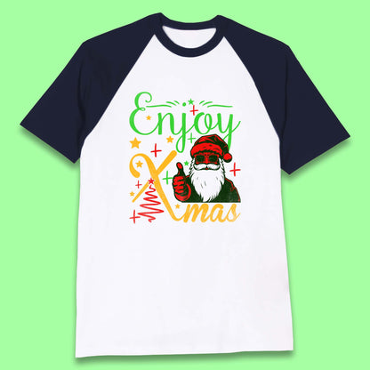 santa claus thumbs up christmas baseball t shirt