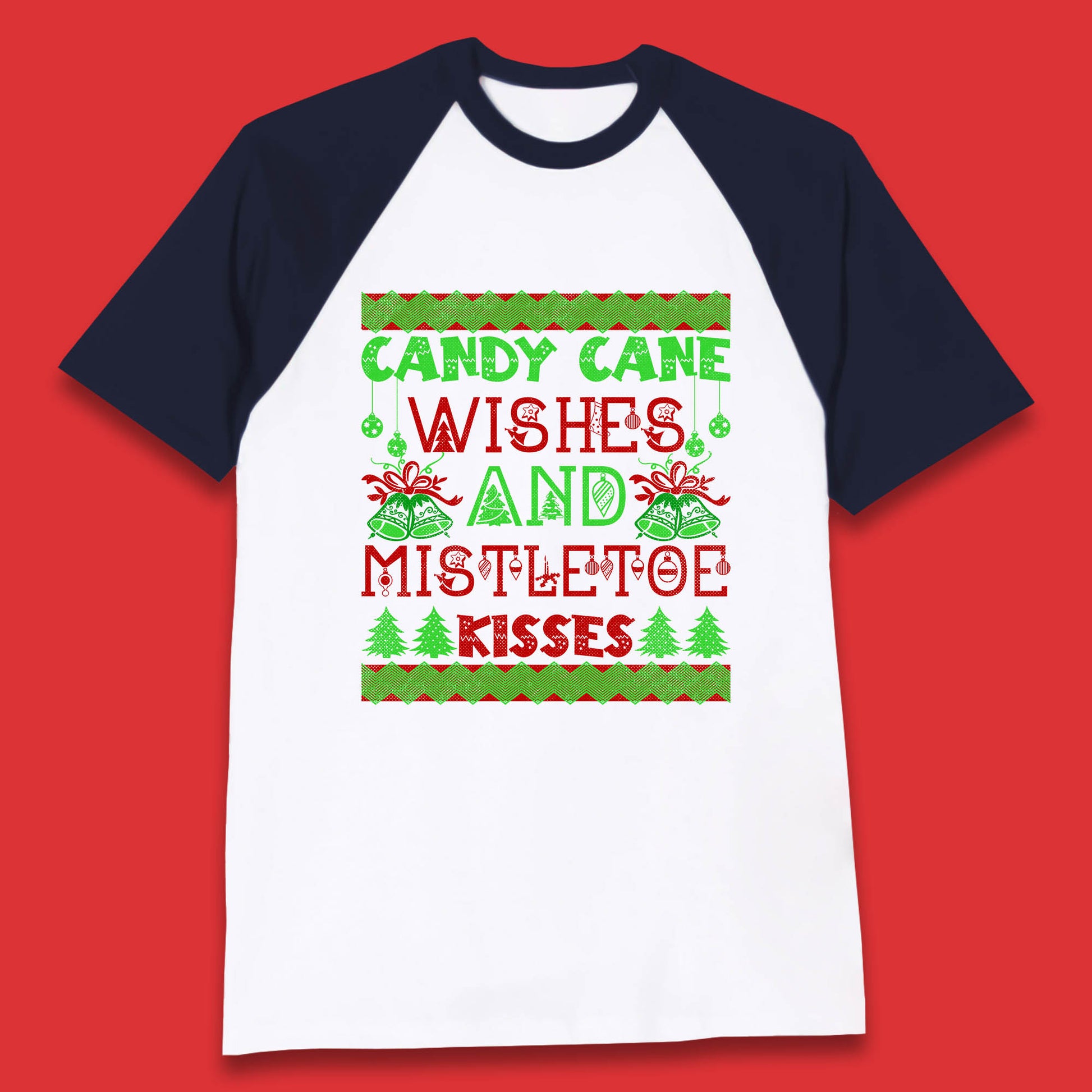 candy cane christmas baseball t shirt