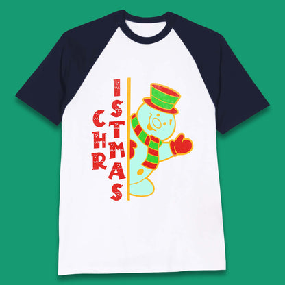 Christmas Snowman Baseball T-Shirt