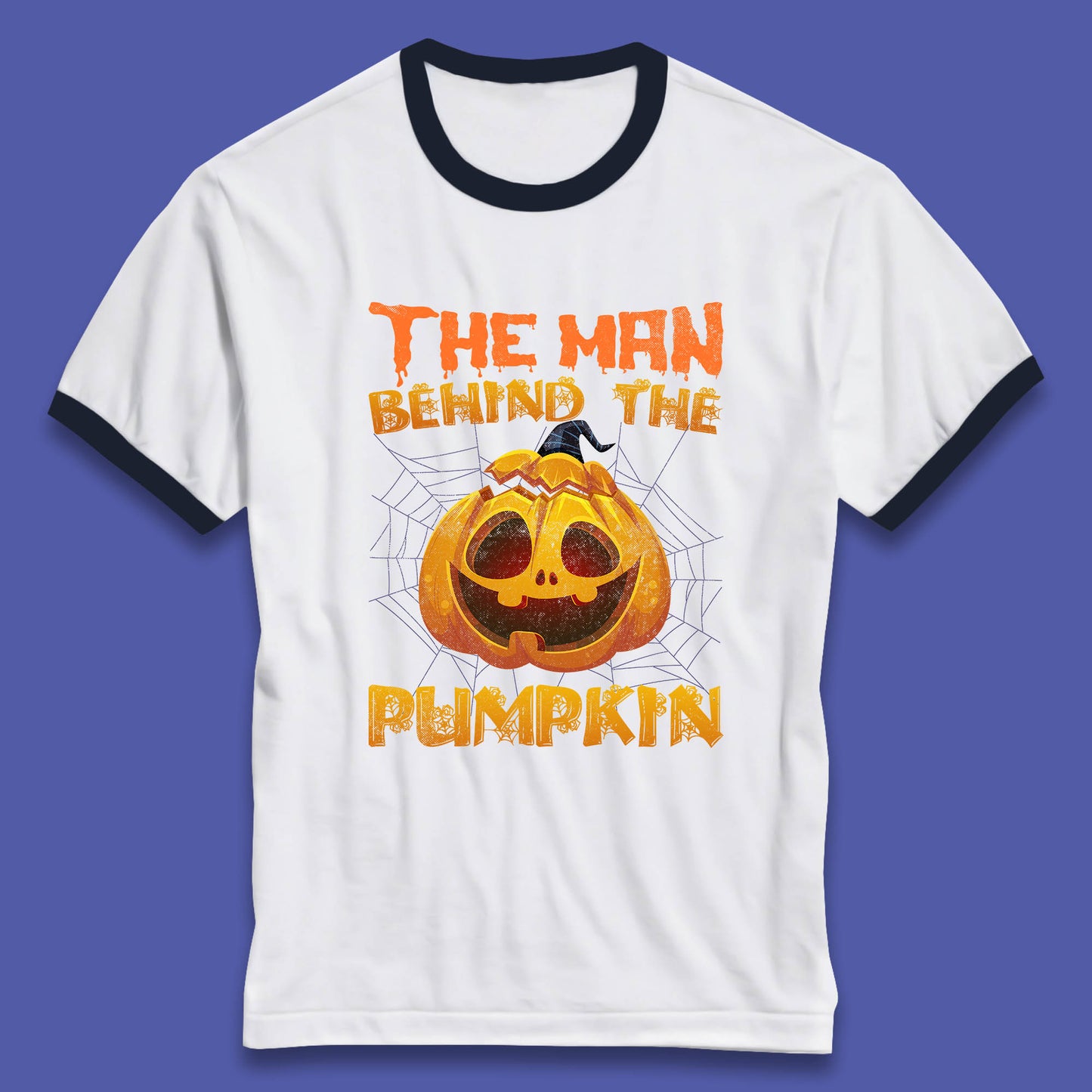 The Man Behind The Pumpkin Halloween Pregnancy Baby Announcement New Dad Gift Ringer T Shirt