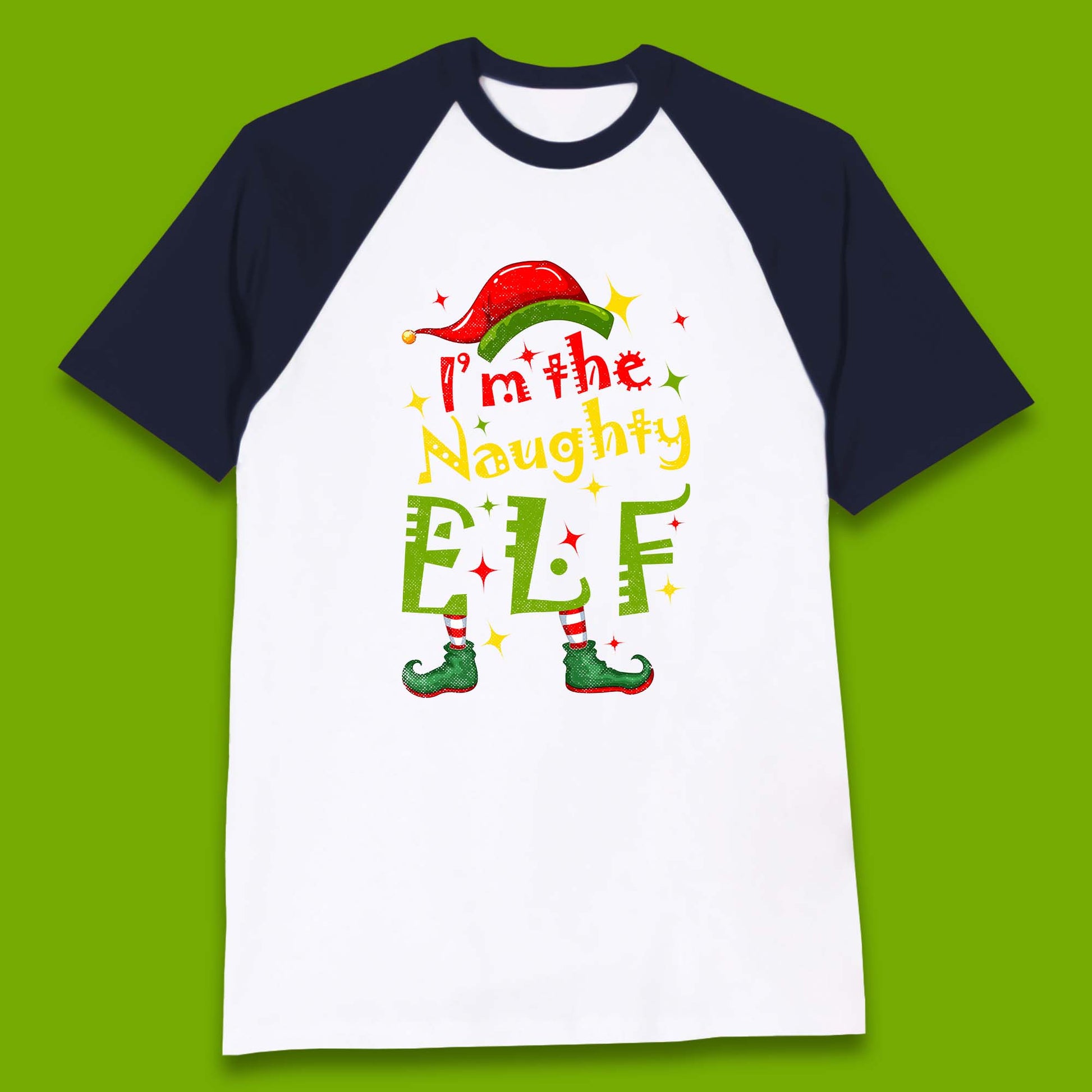 naughty elf baseball t shirt