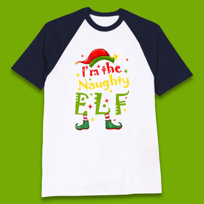 naughty elf baseball t shirt