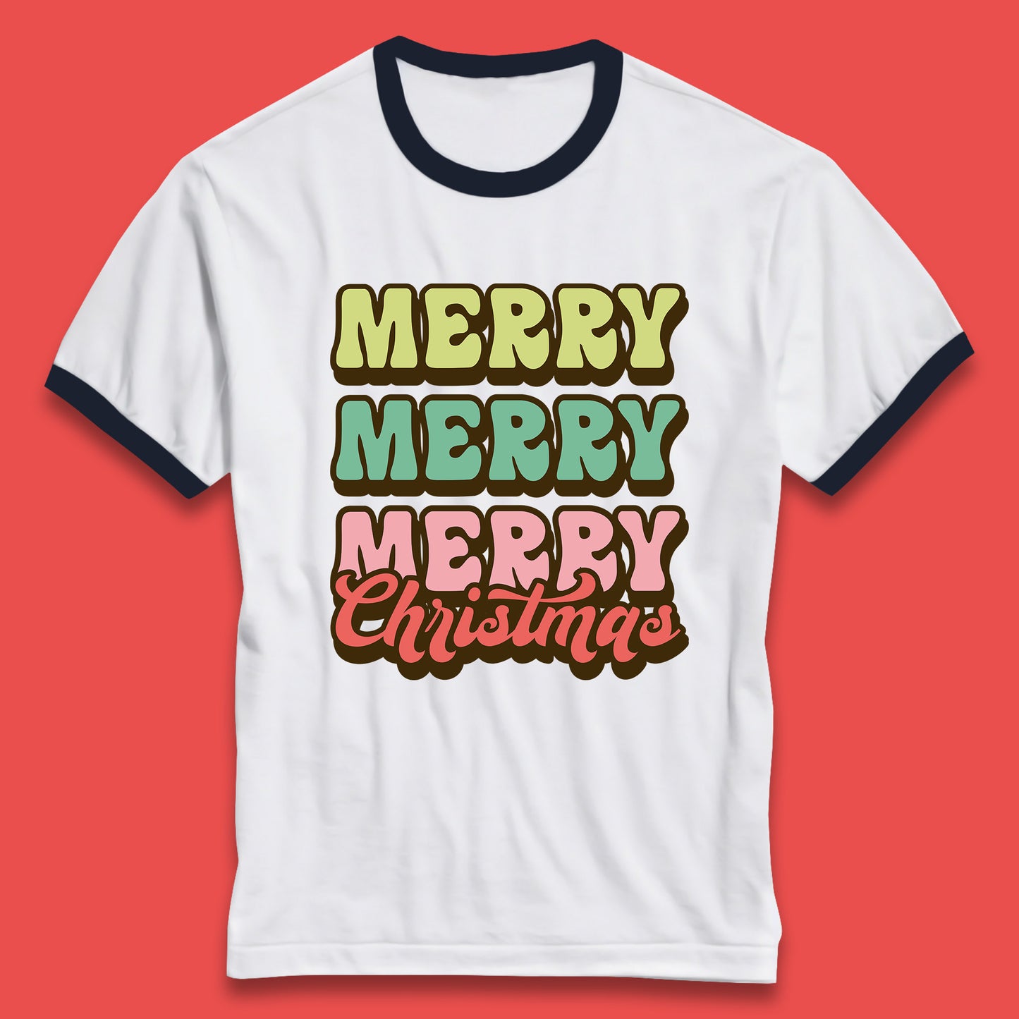 merry merry merry christmas ringer tee