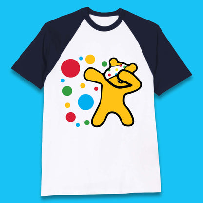 Dabbing Spotty Pudsey Bear Children In Need Dab Dance Spotty Day Donation Baseball T Shirt