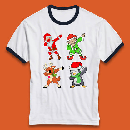 santa claus & friends dabbing ringer t shirt