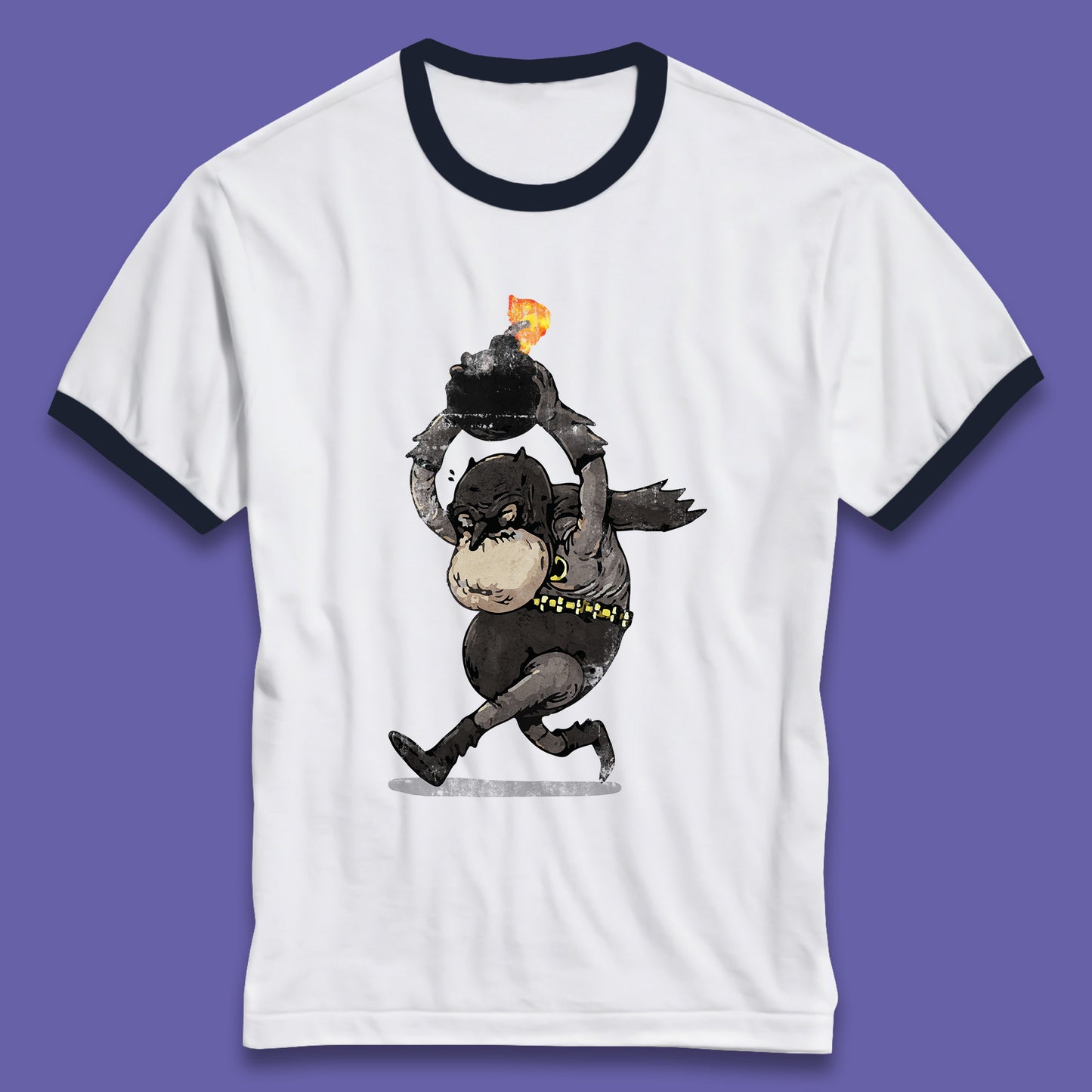 Old Batman Throwing Bomb Comic Book Art Aging Superhero DC Comics Fictional Character Ringer T Shirt
