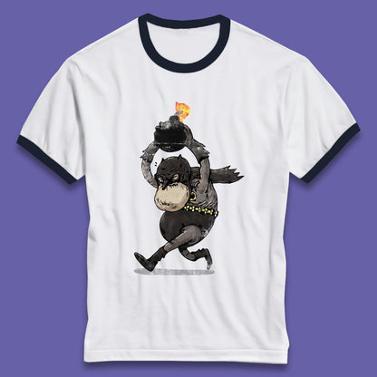 Old Batman Throwing Bomb Comic Book Art Aging Superhero DC Comics Fictional Character Ringer T Shirt