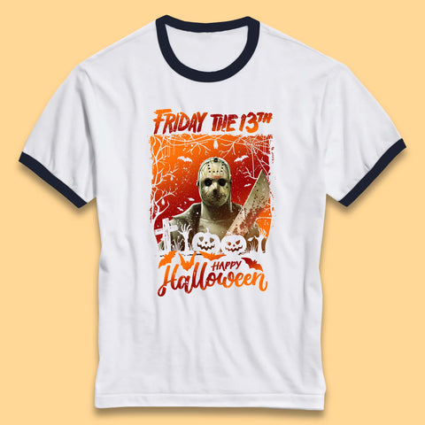 Friday The 13th Happy Halloween Jason Voorhees Halloween Horror Movie Character Ringer T Shirt