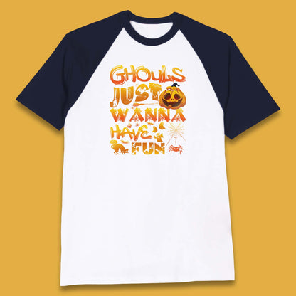Ghouls Just Wanna Have Fun Halloween Disco Ghost Ghouls Night Out Spooky Season Baseball T Shirt