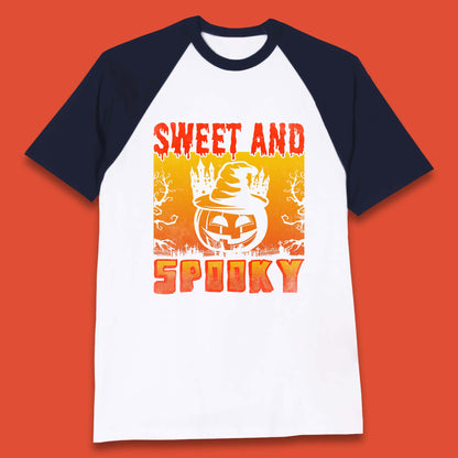 Sweet And Spooky Happy Halloween Witch Hat Pumpkin Horror Scary Season Baseball T Shirt