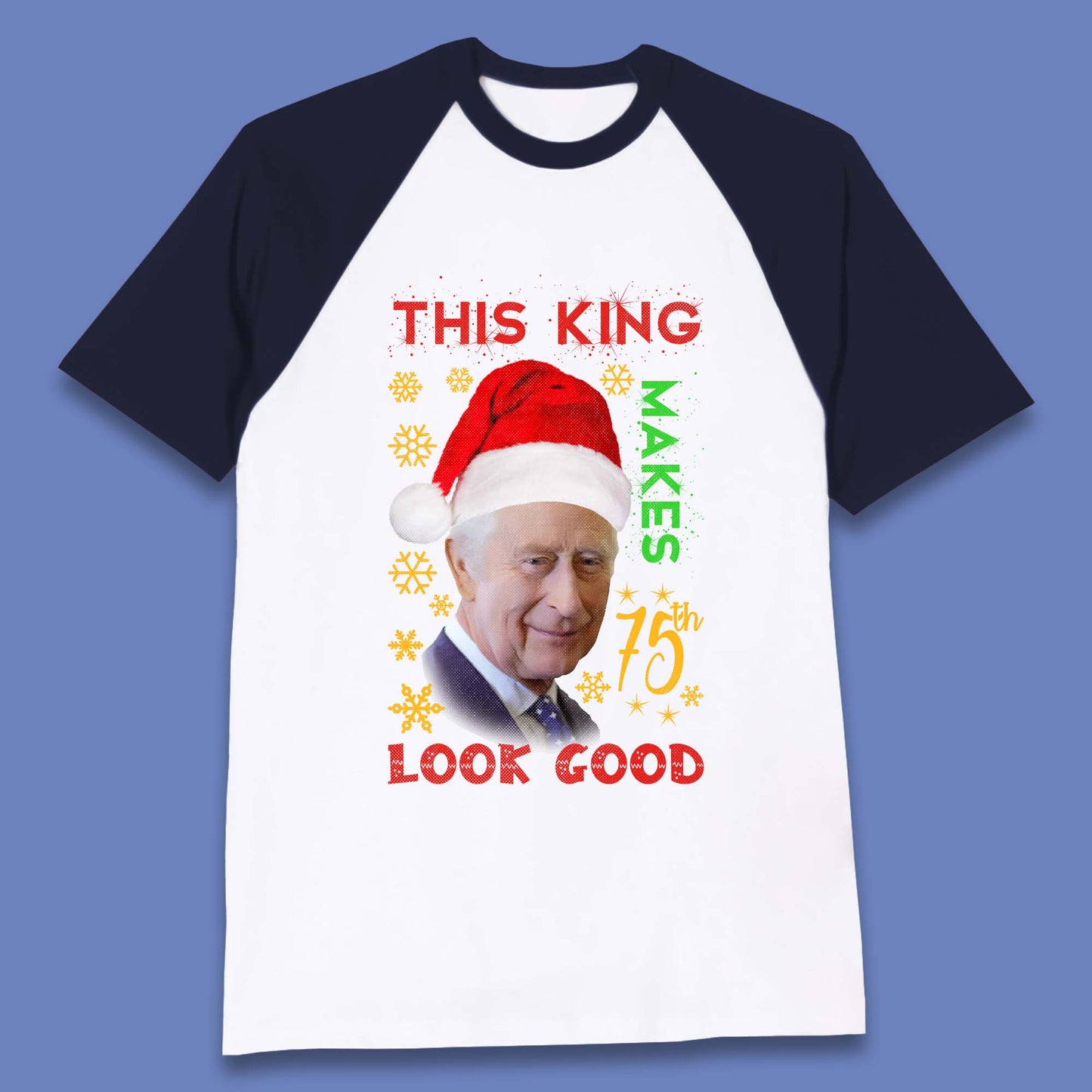 King Charles III Christmas Baseball T-Shirt