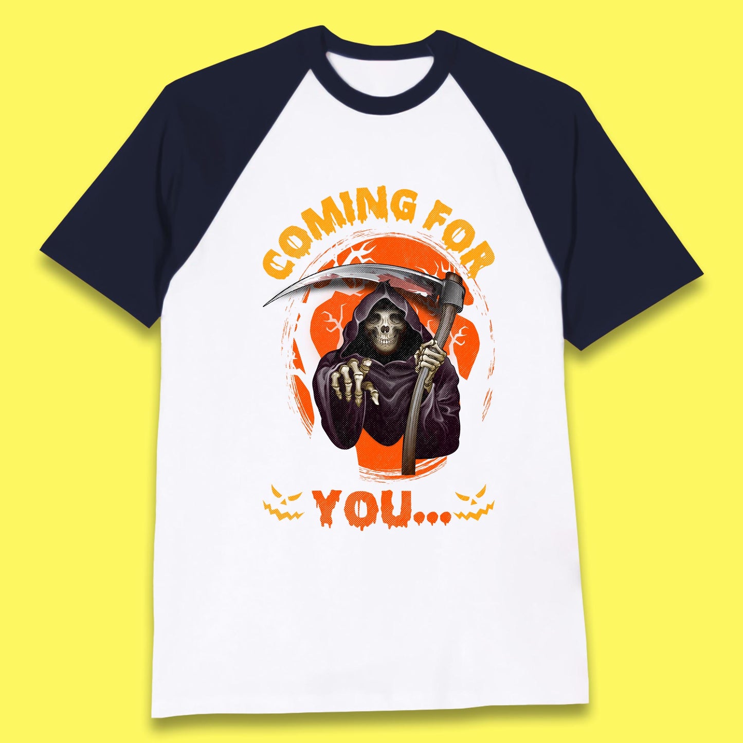 Coming For You Grim Reaper Halloween Skeleton With Scythe Halloween Ghost Baseball T Shirt