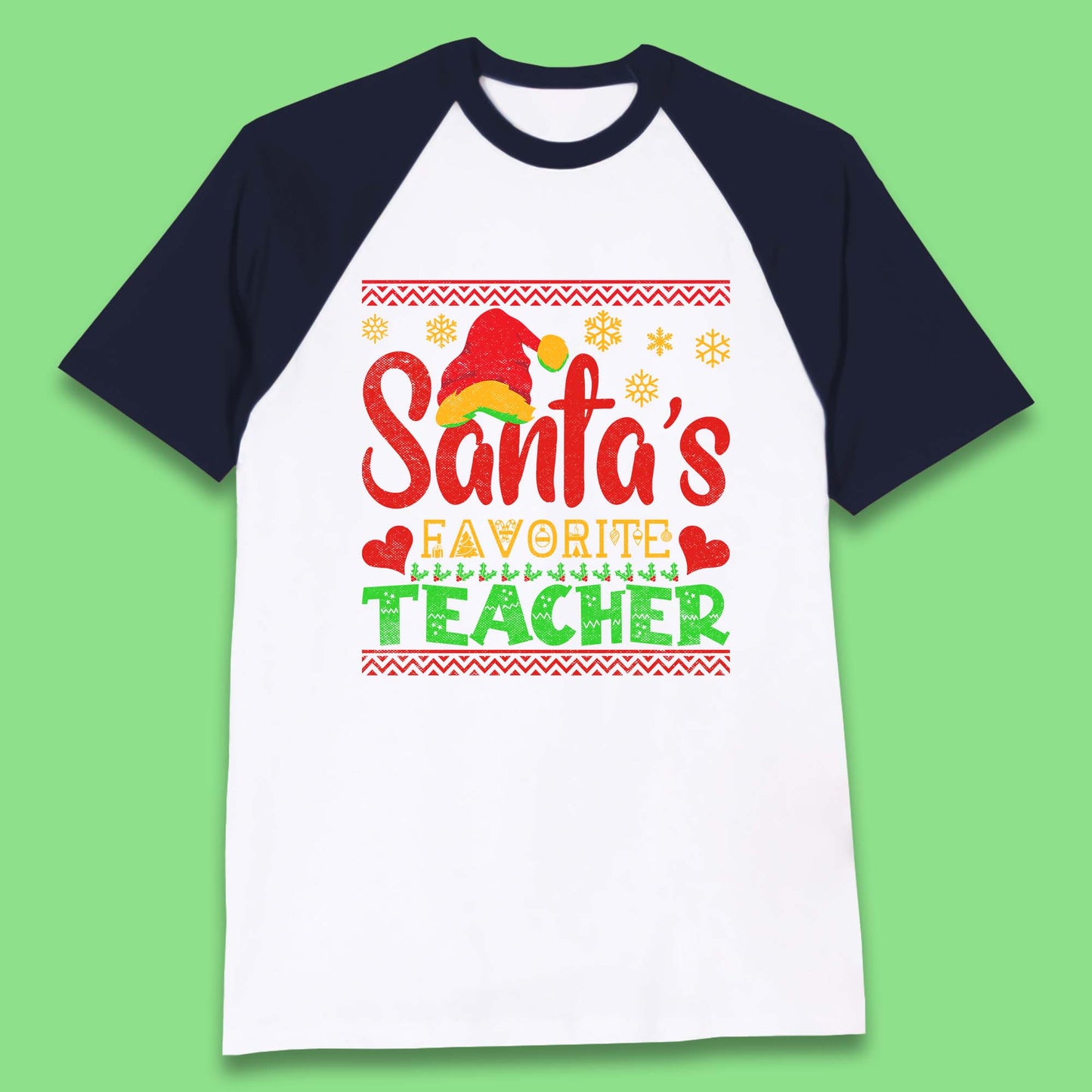 christmas santas favorite teacher baseball t shirt
