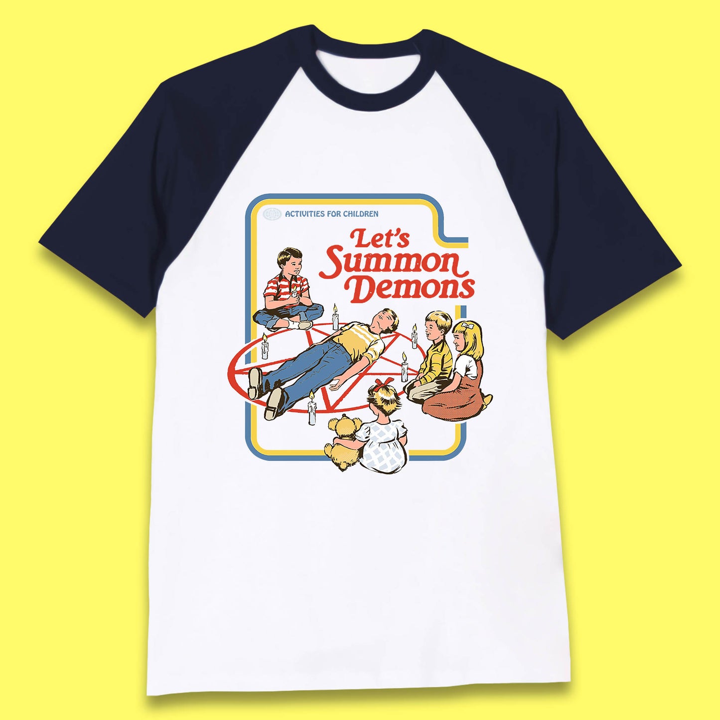 Let's Summon Demons Creepy Incantation Halloween Comic Funny Dark Humor Baseball T Shirt