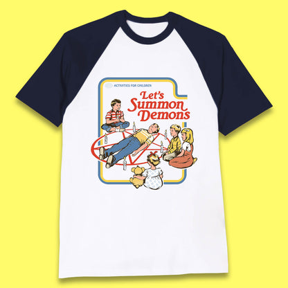 Let's Summon Demons Creepy Incantation Halloween Comic Funny Dark Humor Baseball T Shirt