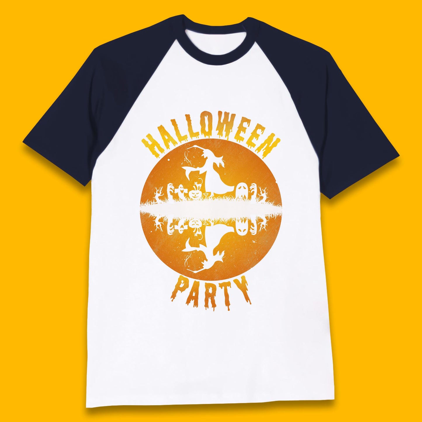 Halloween Party Flying Witch Horror Scary Spooky Season Scary Boo With Full Moon Baseball T Shirt