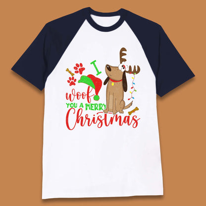 I Woof You A Merry Christmas Baseball T-Shirt