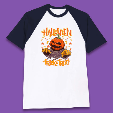 Halloween Trick Or Treat Pumpkin Character Halloween Scary Evil Pumpkin Baseball T Shirt