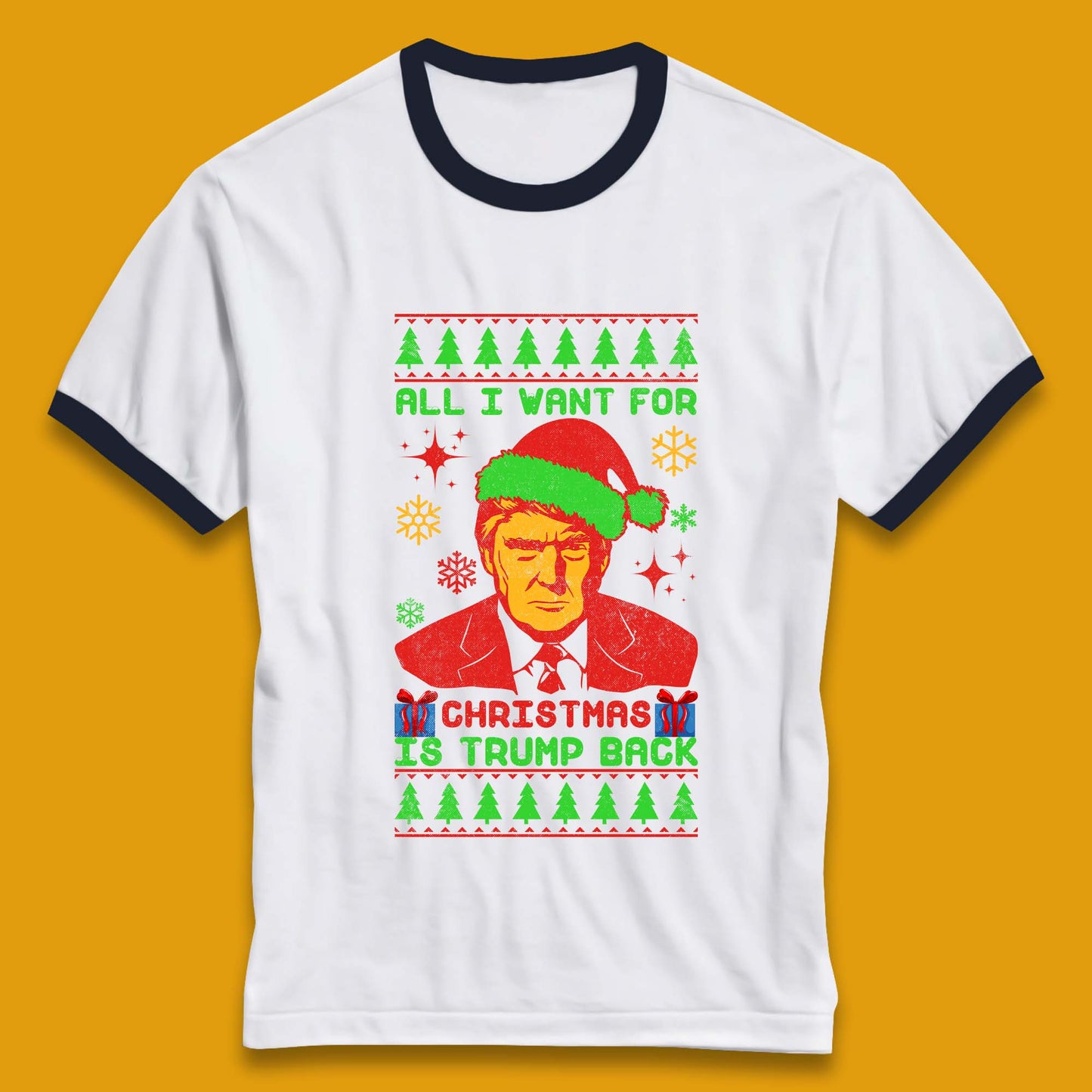 Trump Back Christmas Ringer T-Shirt