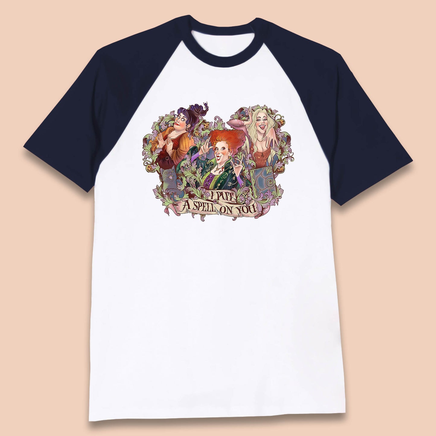 I Putt A Spell On You Halloween Sanderson Sisters Hocus Pocus Vintage Witches Baseball T Shirt