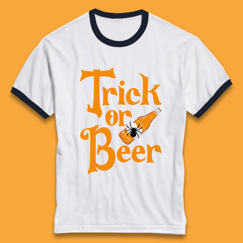 Trick Or Beer Halloween Drinking Beer Lover Drinker Halloween Party Ringer T Shirt