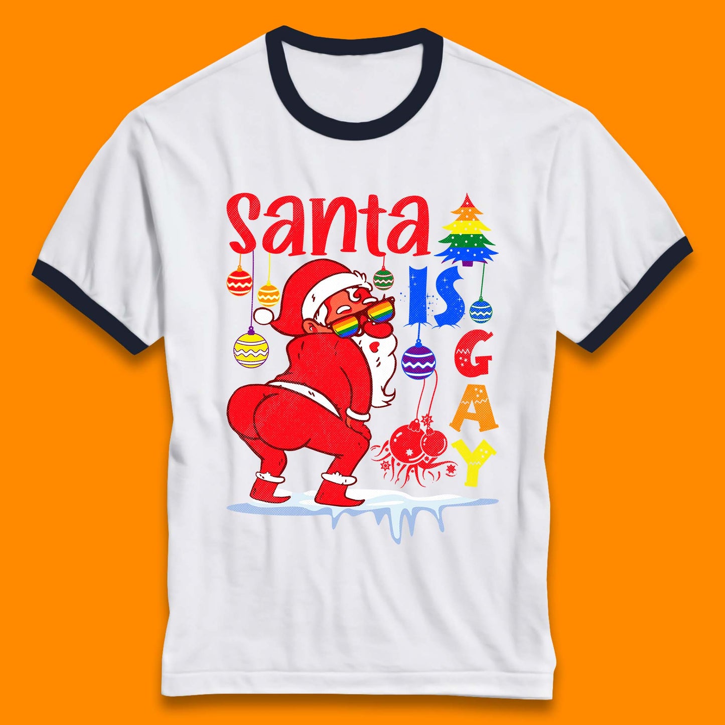 gay pride christmas ringer t shirt