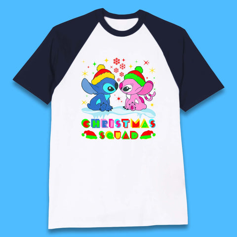 Christmas Squad Disney Christmas Stitch And Angel Xmas Lilo & Stitch Baseball T Shirt
