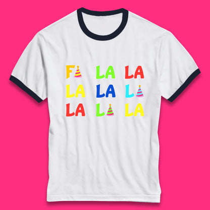 fa la la la christmas song ringer t shirt