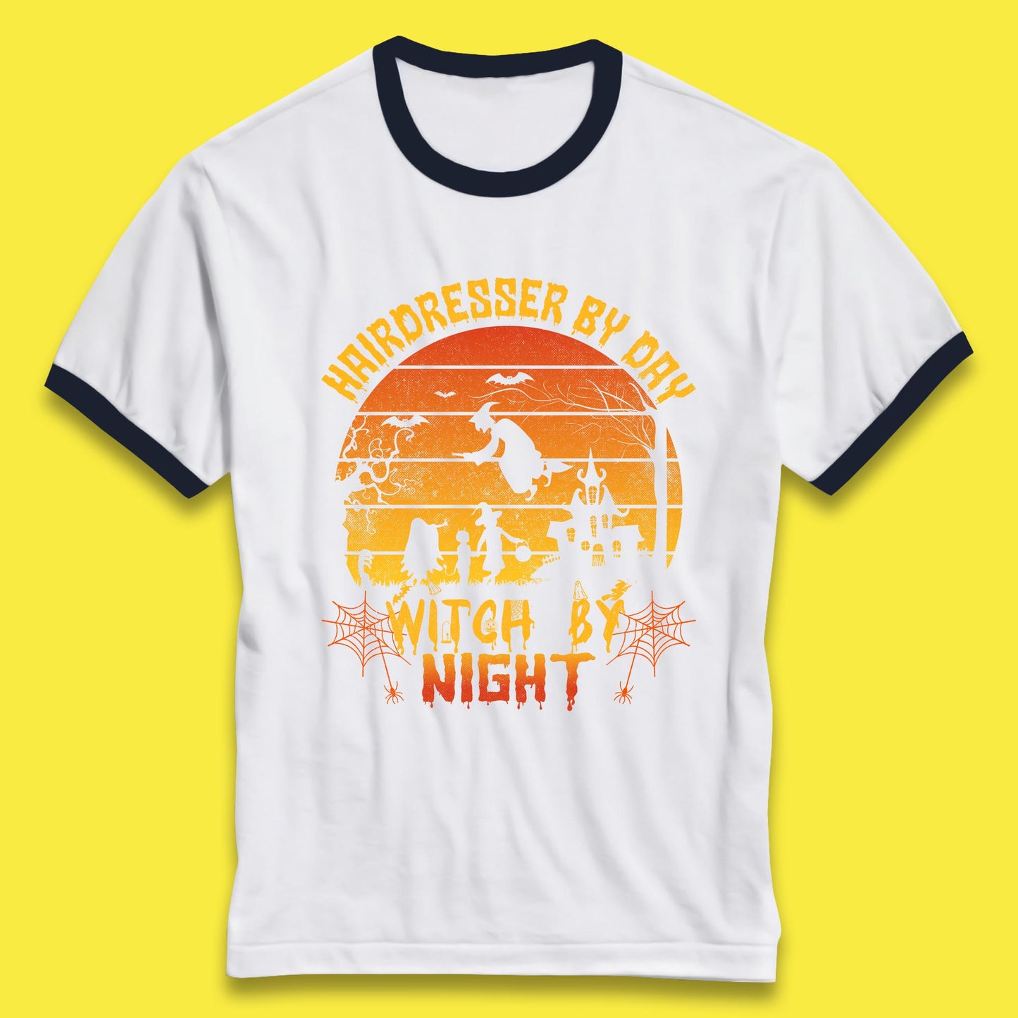 Hairdresser By Day Witch By Night Funny Halloween Hairstylist Spooky Witch Ringer T Shirt