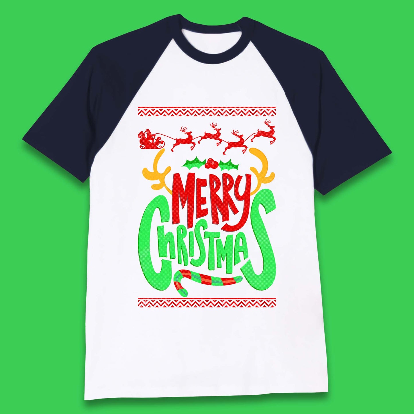 christmas reindeer antlers baseball t shirt