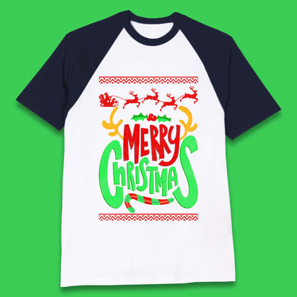 christmas reindeer antlers baseball t shirt