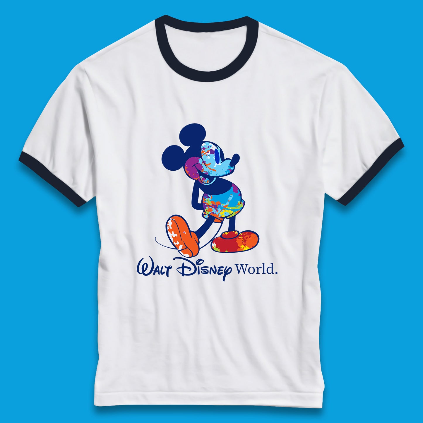 Walt Disnep World Mickey Mouse In Happy Mood Cartoon Character Disneyland Vacation Trip Disney World Ringer T Shirt