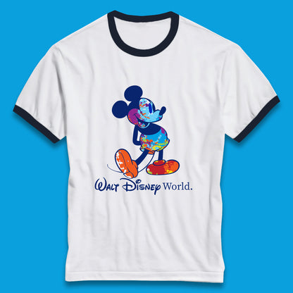 Walt Disnep World Mickey Mouse In Happy Mood Cartoon Character Disneyland Vacation Trip Disney World Ringer T Shirt