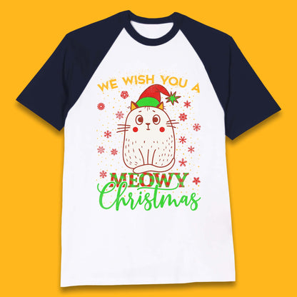 Meowy Christmas Baseball T-Shirt