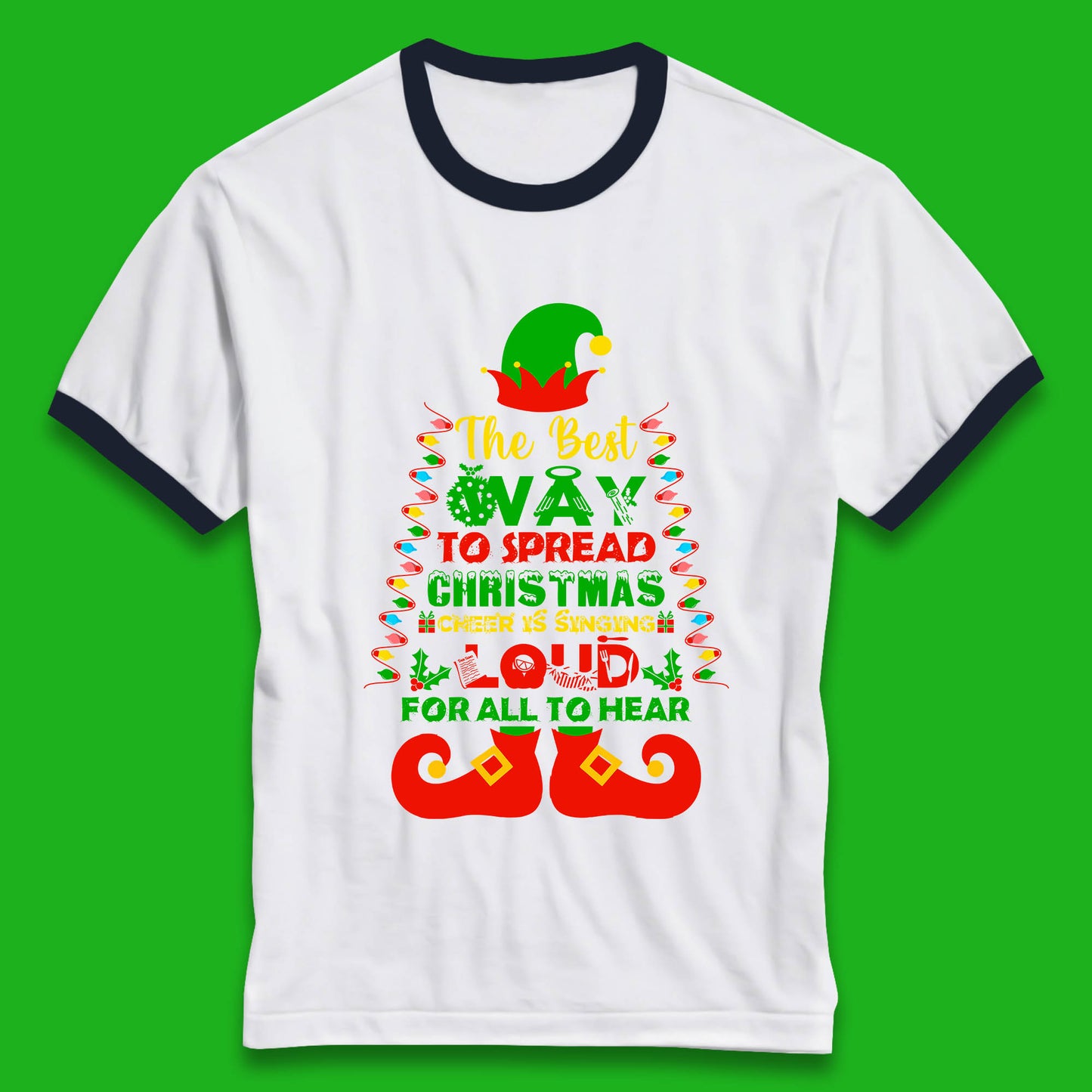 elf christmas quote ringer t shirt