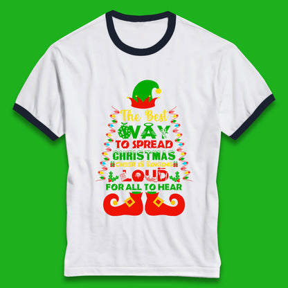elf christmas quote ringer t shirt